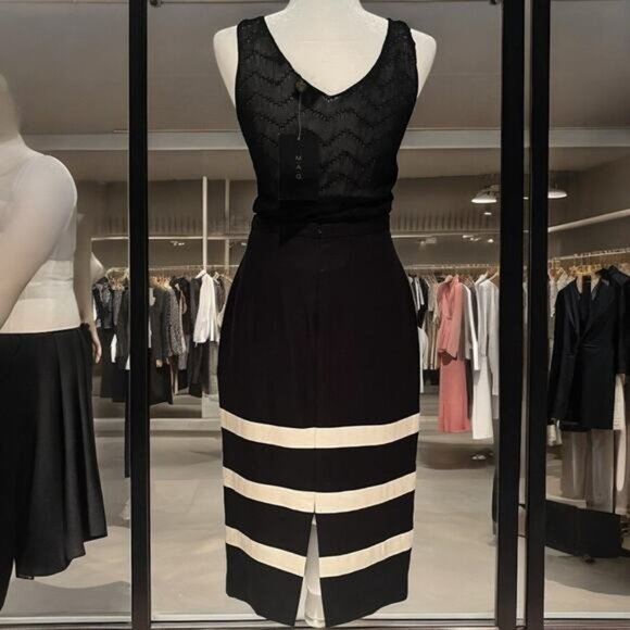 NEW Linen Skirt Suit Striped Pencil Skirt Sz 4 Pleated Peplum Blazer Sz 0 NWOT - Picture 14 of 16